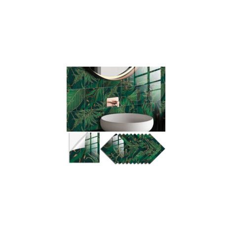 Juego de 10 adhesivos de pared efecto mármol - 20 x 20 cm - PVC - Papel pintado autoadhesivo - Adhesivos de pared impermeables - Para cocinas, armarios, muebles, mesas - Crezuo