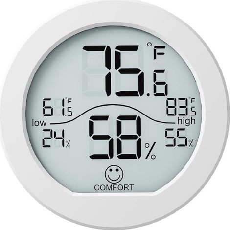 Thermomètre hygromètre numérique, étalonnage de précision, capteur de température LCD, avec enregistrement maximum et minimum, blanc (1/5)