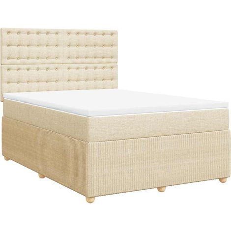 Boxspringbett mit Matratze Creme 140x200 cm Stoff vidaXL (1/5)