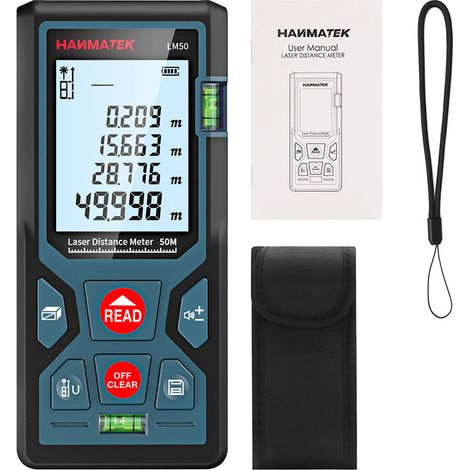 Télémètre laser, télémètre portatif, règle électronique infrarouge, 99 ensembles de données de stockage, outil de mesure, capable de mesurer la longueur, la surface et le théorème de Pythagore, jusqu'