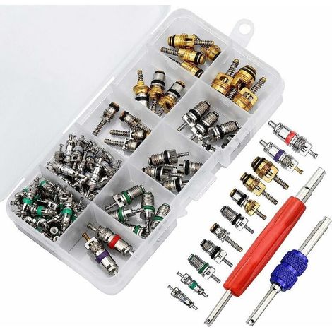 R134A Air Conditioning Valve Core – 102-Piece Set with Removal Tools – Oil and Corrosion Resistant – Universal Fit – 102pcs (1/5)
