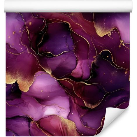 Papel pintado en tonos burdeos, ciruela y morado para salón y dormitorio, 50x1000 cm. (1/5)