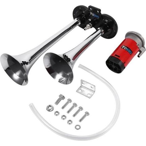 Klaxon d'air double trompette 12V 150dB pour camion bateau voiture (1/4)