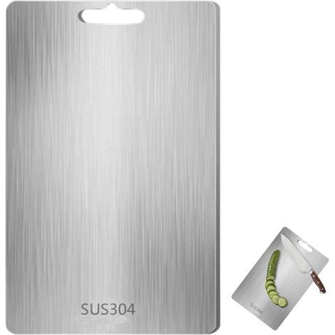 Planche à Découper en Titane Double Face - 304 Acier Inoxydable de Qualité Alimentaire Premium pour Viande, Fromage, Fruits, Légumes (39x28cm) (1/5)