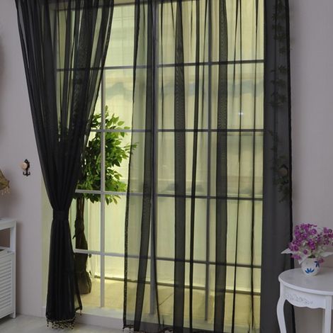 Cortinas de voile transparente, paneles de cortina lisos con ojales, en malla transparente, decoración moderna para dormitorio, sala de estar y puerta. (1/3)