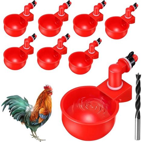 Lot de 8 abreuvoirs automatiques pour poulets et rongeurs - 6 × 4 cm (1/5)