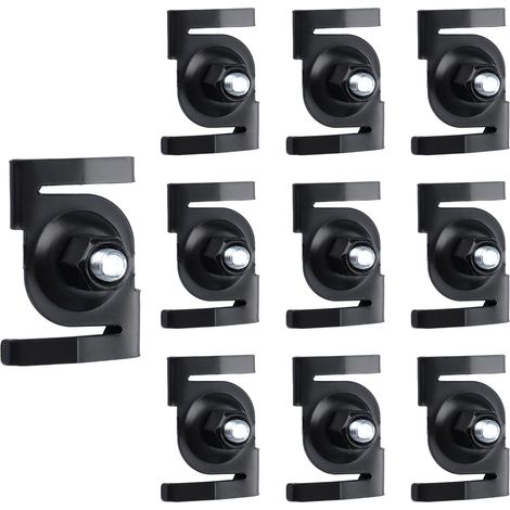 Lot de 10 clips de plafond noirs en forme de T - Clips de montage robustes pour éclairage de rail - Clip sécurisé en T pour installation de plafond suspendu (1/5)
