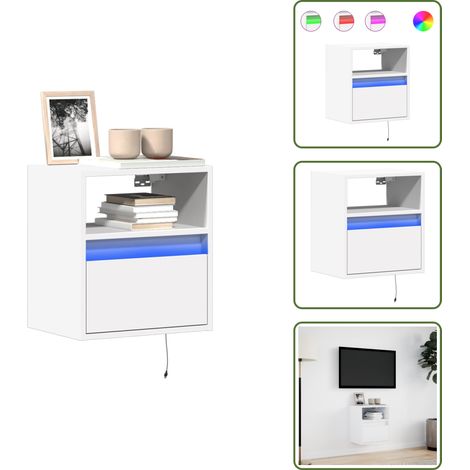 Meuble TV mural avec lumières LED blanc 41x31x45 cm - Meuble TV Mural - Meubles TV Muraux - Meuble TV Suspendu Au Mur - Meuble TV Flottant (1/5)