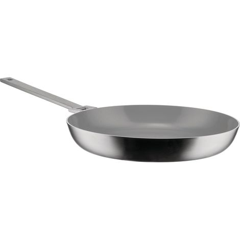 Alessi Convivio DC110/28 - Padella a Manico Lungo in Trilamina, Adatta a Induzione, in Acciaio Inossidabile e PVD, Rivestimento Interno Antiaderente Ceramico, 28 cm, Satinata (1/2)