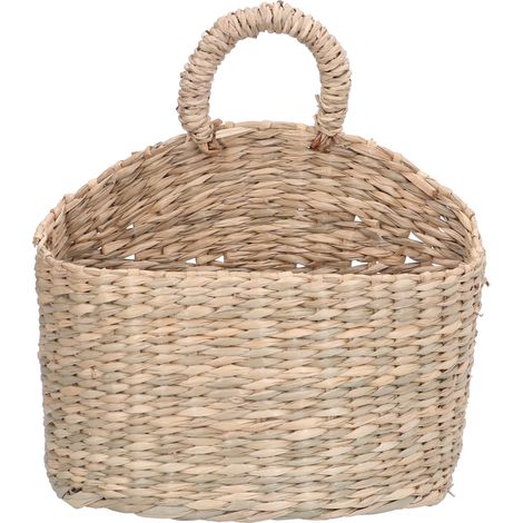 Panier mural tissé en fibre naturelle pour rangement déco jardin intérieur extérieur
