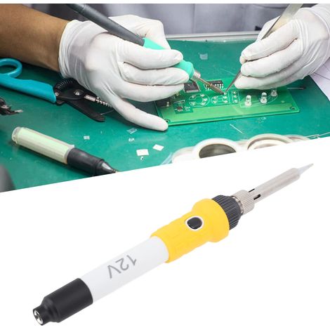Soldador blanco de 12 V CC con mango de silicona aislante, portátil y con pinza para reparaciones de automóviles. (1/5)