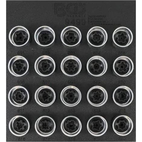 Insert de Servante d Atelier 1/6 - Jeu 20 pcs Outils Écrous Antivol Audi - Résistance et Précision - D-Work