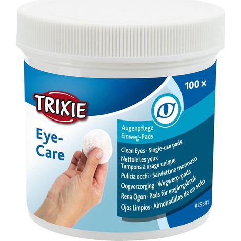Lingettes jetables Trixie pour Les Yeux - Lingettes nettoyantes pour Chiens, Chats et Petits Animaux - À l'aloe Vera et à la provitamine B5 - Soin Doux - 100 pièces (1/5)