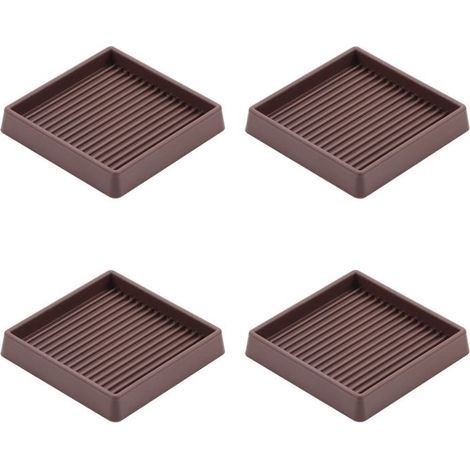 4 patins antidérapants carrés en caoutchouc 7,5x7,5 cm marron - protège-pieds de meubles (table, chaise, lit, canapé) (1/5)