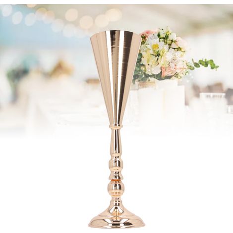 Jarrón de hierro vintage con acabado dorado, estilo europeo, exquisito objeto decorativo para bodas, fiestas y el hogar, 12 x 42 cm / juego de 13 piezas (1/5)