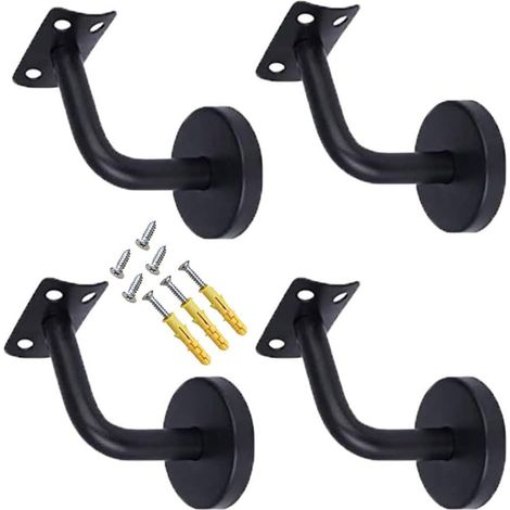 4 Pièces Supports de Main Courante, Acier Inoxydable Supports de Rampe, Support Mural Support de Main Courante, Rampe Convient aux Rampes D'escalier Intérieures et Extérieures(Le noir)