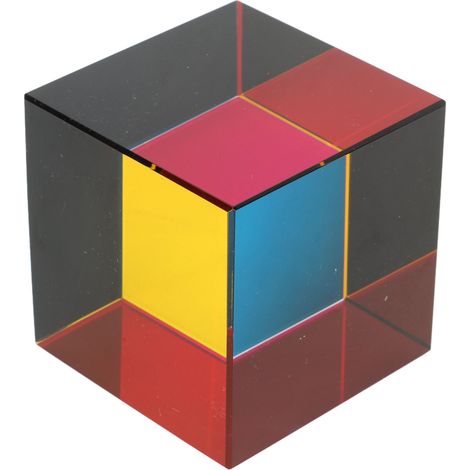 Cube optique coloré à 6 faces, prisme, objet de décoration pour table, jouet éducatif de physique, 50 mm (1/5)