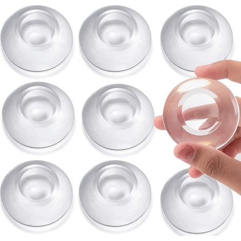 Butée de porte murale, 51,2cm transparent Butoir de porte, arrêt de portes adhesive amortisseur porte protection poignee porte pour cuisine, salle de bain, bureau (ronde-9 pièces) (1/5)