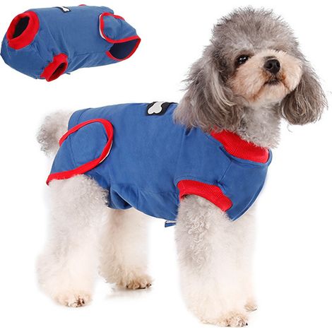 Traje de recuperación, algodón transpirable, alternativa al collar isabelino, protección de heridas, para perros y gatos (1/5)