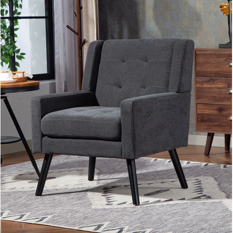 Design-Sessel 68x76x88 cm dunkelgrau, Steppung und dickes Sitzkissen, Holzbeine, MEUBLIV (1/5)
