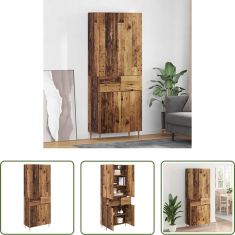 vidaXL Holzregal - Highboard Wandmontiert Altholz 69,5 x 34 x 180 cm Holzwerkstoff (1/5)