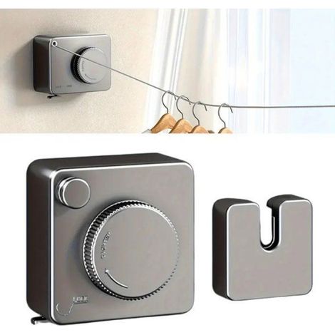 Étendoir à linge extensible - Fil à linge - Étendoir à linge extensible - Fil simple - 4,2 mètres - Blanc - Étendoir (1/4)