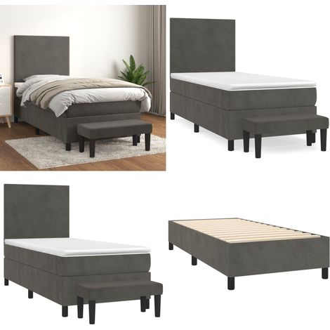 Boxspringbett mit Matratze Dunkelgrau 90x200 cm Samt - Boxspringbett - Samtbett - Doppelbett - Bett Mit Matratze - Schlafsofa - Home & Living (1/5)