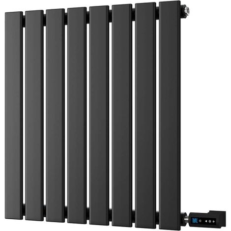 Typhoon - Black Horizontal Electric Radiator H600mm x W544mm Single Panel 300w Thermostatic WIFI