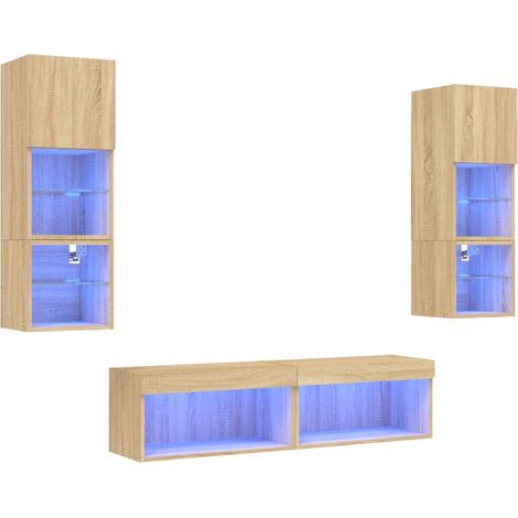 Maison Exclusive - 6-tlg. Wohnwand mit LED-Beleuchtung Sonoma-Eic