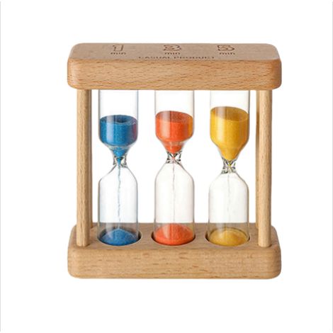 Sablier décoratif créatif en pour enfants minuteur minutes fabriqué bois. 1+3+5 bois (1/5)