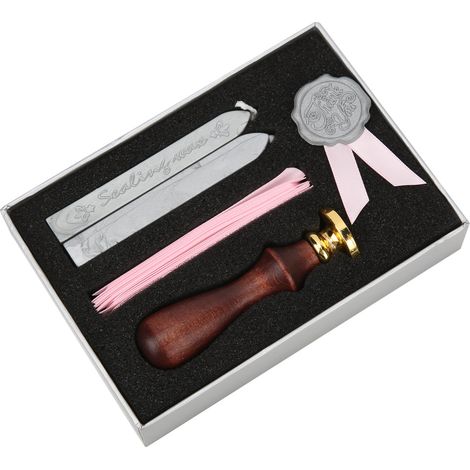 Wax Seal Vintage Wood Wide Applications Wax Stamp Kit with Exquisite Box for Sealing LetterThank You (1/5)