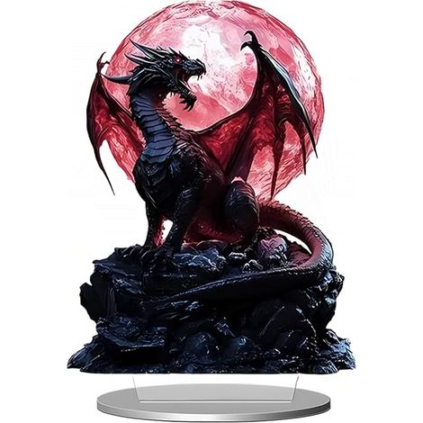 Ornement Animalier Rouge Dragon Bureau, Appartement ou Maison, Figurine Acrylique 2D, Objet décoratif Plat, décoration médiévale avec Dragon