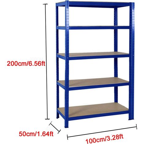 Day Plus – Étagère charge lourde 200x100x50cm – Acier robuste et MDF – 5 niveaux – Charge maximale 875 kg – Pour garage et atelier