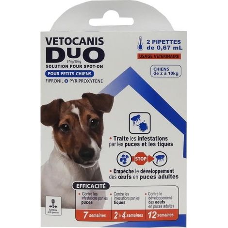 Vetocanis Duo Spot on traitement antiparasitaire incolore chien