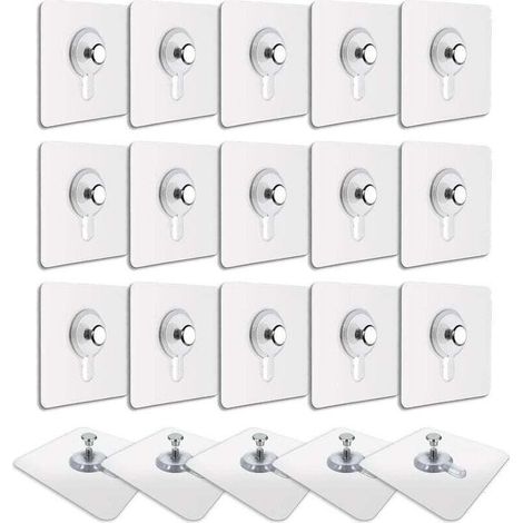 Set di 20 ganci adesivi trasparenti per quadri – Fissaggio senza forare – Impermeabili e rimovibili – Carico massimo 2 kg (1/4)