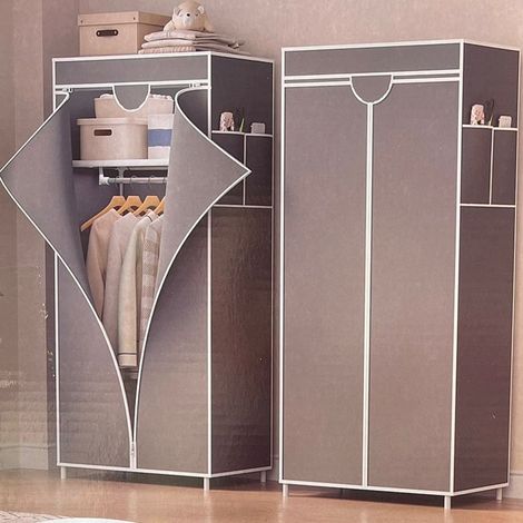 Trade Shop - ARMADIO MULTIFUNZIONALE IN TESSUTO STRUTTURA IN ACCIAIO RIVESTIMENTO IN TESSUTO 57x44x146CM -