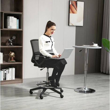Ergonomischer Bürostuhl aus Netzgewebe in Schwarz mit Lordosenstütze, höhenverstellbar, Fußstütze, 68x66x100–120 cm (1/5)