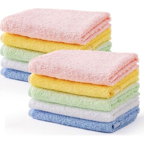 10 Pièces Serviettes de Bébé Serviettes de Main Fibre de Bambou Facial Lingettes 25  25 Cm Enfants Serviettes Multicolor Serviettes de bain Serviettes de cuisine (1/5)