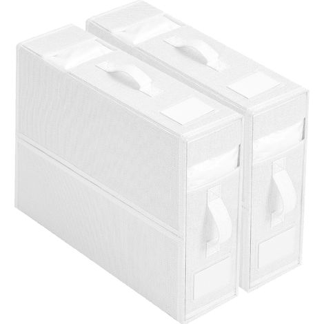 [Range-Porteurs de Linge] [Online Andre] [Plastique] Boîte de rangement pour articles de lit: Ensemble complet 4 pièces avec housses, draps, oreillers (2 boîtes, blanc) (1/5)