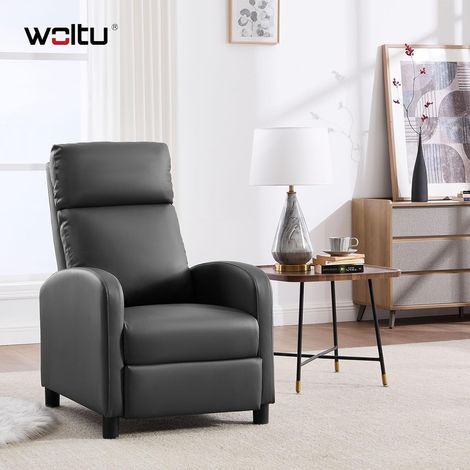 Fauteuil Relax WOLTU, Canapé avec Appui-tête, Dossier et Repose-Pieds Réglables, Assise Rembourrée, PU, Gris (1/5)
