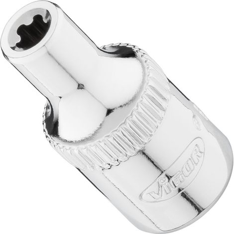 VIGOR Steckschlüsseleinsatz, 1/4 (6,3 mm) Vierkant hohl, Außenprofil mit 5 abgerundeten Flanken (TORX-ähnlich), SW E4+ (1/2)
