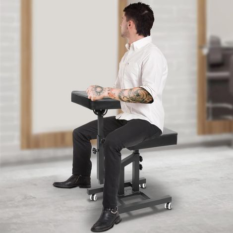 Tattoo Armlehne Stuhl, Einstellbar Tattoo Arm Rest Stand, Tragbarer Tattoo Armauflage Armlehnenständer Schreibtisch mit Roller