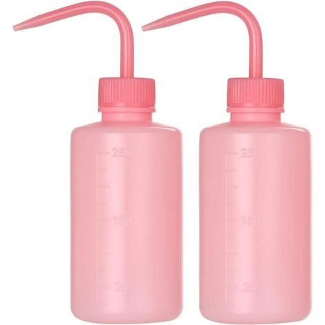 2 bouteilles de 250 ml à bouchon courbé, idéales pour l'arrosage des plantes succulentes et usage médical, rose (1/4)