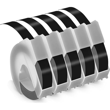 Dymo-kompatible Etikettenbänder, 9 mm 3D-Prägeband, kompatibel mit Dymo Omega S, Junior S0717900, Organizer Xpress Prägeetikettendrucker, 5er-Pack