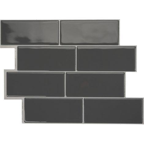 Selbstklebende Wandfliesen x4, 29,36x21,29cm- Smart Tiles Metro Grigo Klebefliesen 3D Fliesenaufkleber für Bad & Küche (1/5)