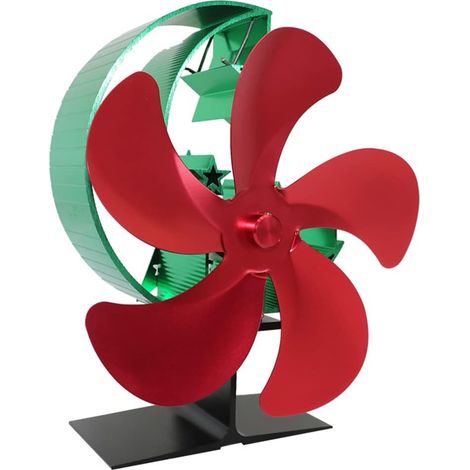 Ventilateur de Poêle à Chaleur à 5 Pales, Circulation D'air Chaud, Aucune Batterie Requise, Fonctionnement Silencieux pour Poêle Bois, Rouge et Vert (Rouge et Vert) (1/5)