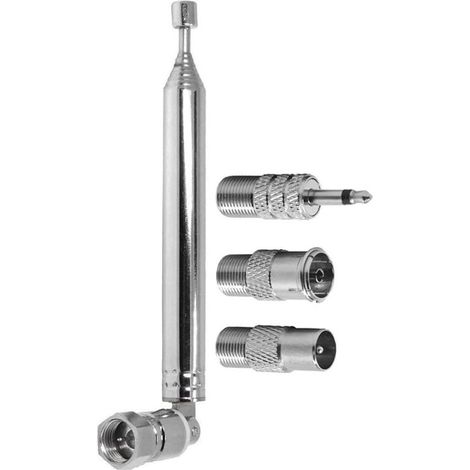 Allecto Plus - Antena telescópica de repuesto para radio FM DAB de 76 cm con conector macho tipo F, 3 piezas, convertidores para radio, TV y AV. (1/5)