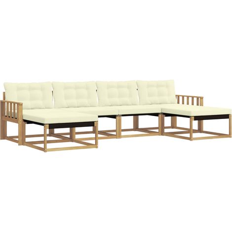 Outdoor Sofa Set with Cushion 6 pcs White and Cream vidaXL (1/5)