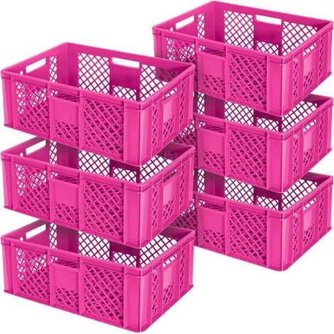 BRB 6 x Boîte brisé Euro/rangement empilable, usage alimentaire, H 600 x 400 x 240 mm, violet