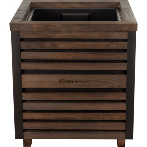 Eccellente fioriera in legno con listelli 40x40x45cm Greenspot - Elegante fioriera per terrazze e balconi per alberi, arbusti e fiori - Fioriera quadrata, solida - colore palissandro scuro (1/5)